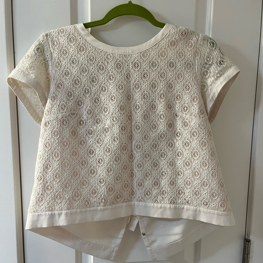 White lace crop top.